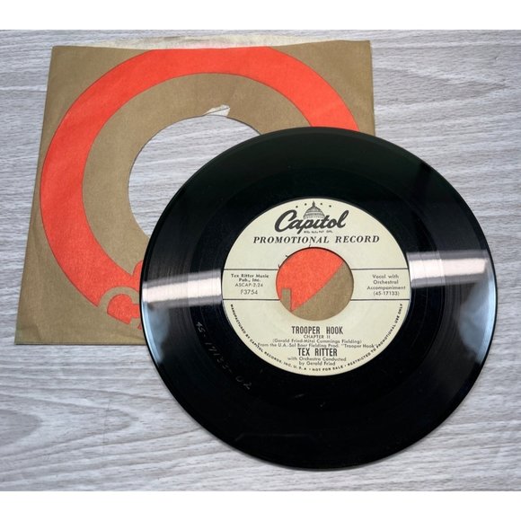 Tex Ritter Trooper Hook 45 Country Promo Capitol F3754 VG+ - Picture 3 of 4